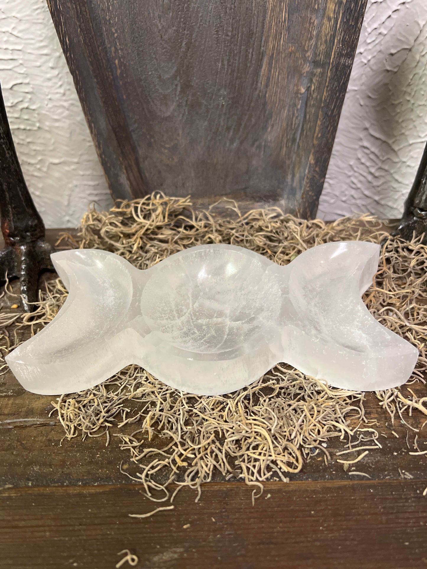 Selenite Triple Moon Dish