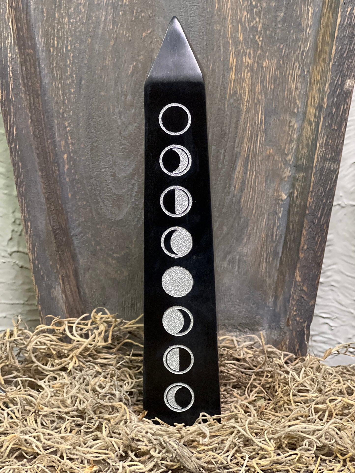 Black Soapstone Tower w/ Moon Phases