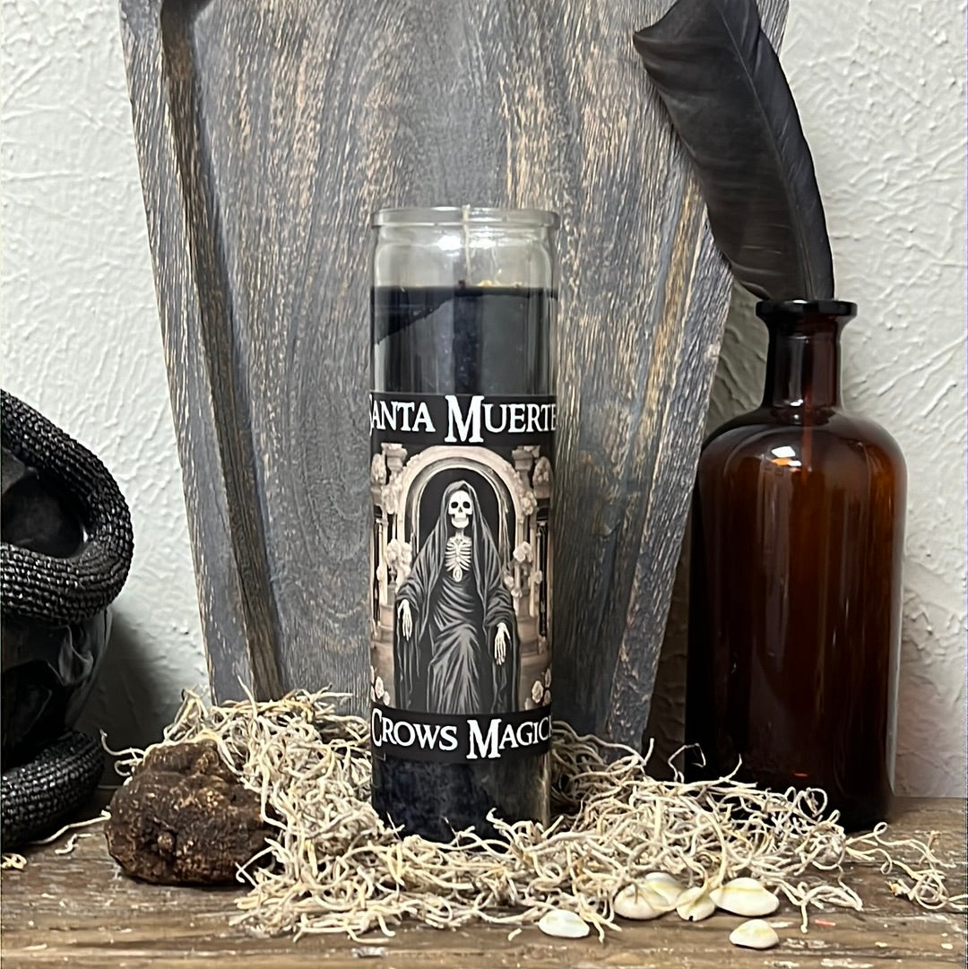 Santa Muerte (Black Robe) 7 Day Fixed Candle – 3 Crows Conjure